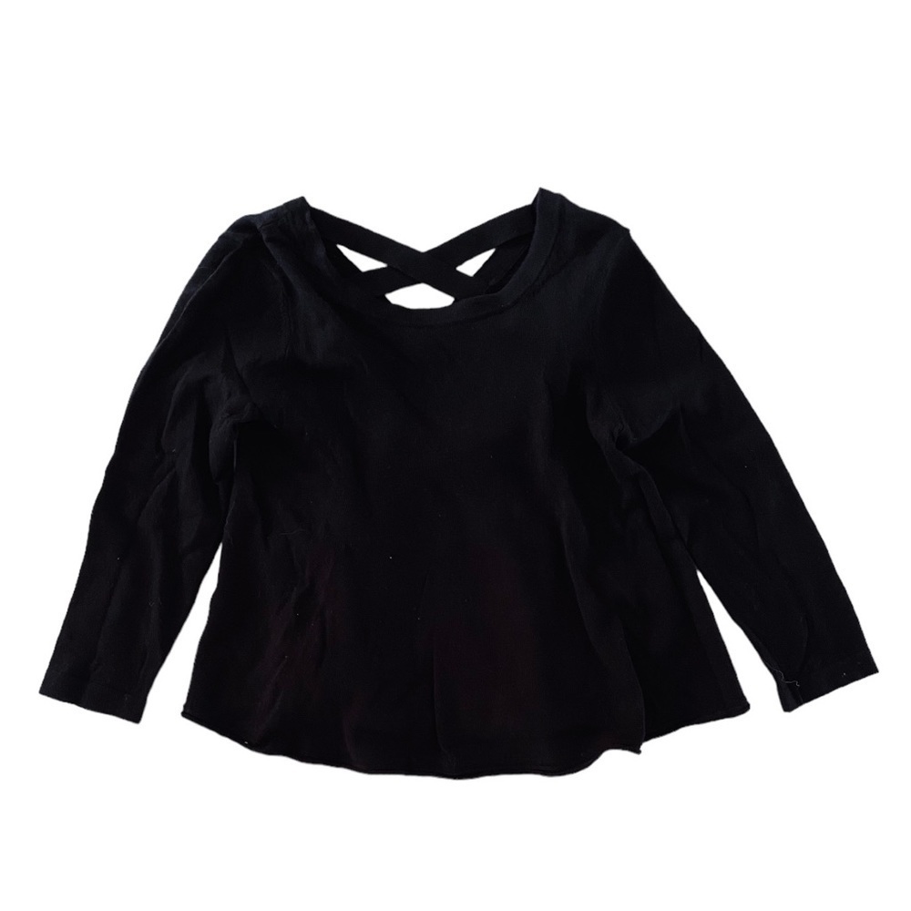 Autumn Cashmere Kids Girls Cross Back Swing Top Sweater Black 6 NWT